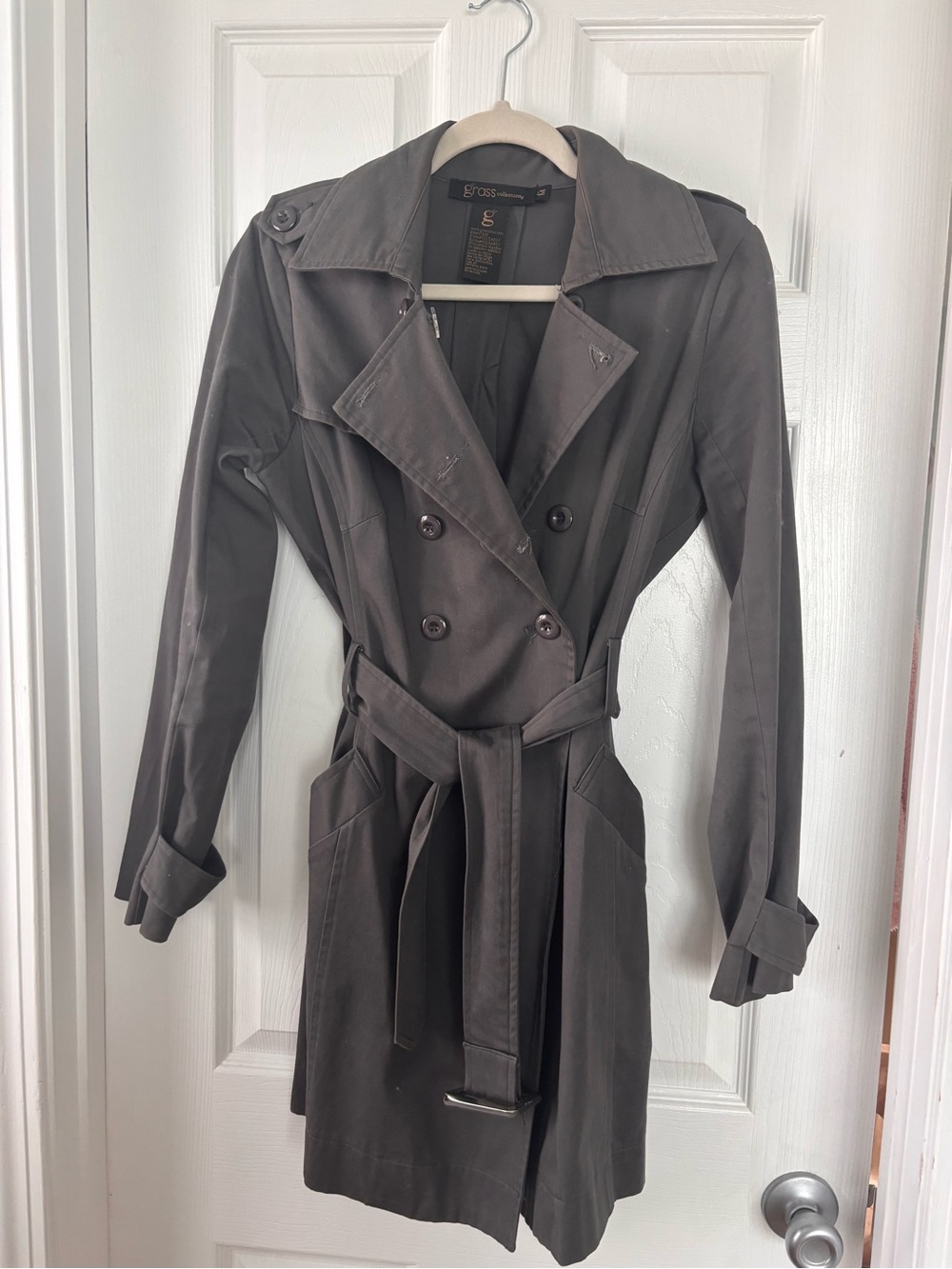 Women’s Double-Breasted Trench Coat - Charcoal